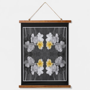Yellow Rose Cluster Partial Colour Abstract Hanging Tapestry