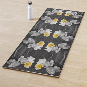 Yellow Rose Cluster Partial Colour Abstract Yoga Mat