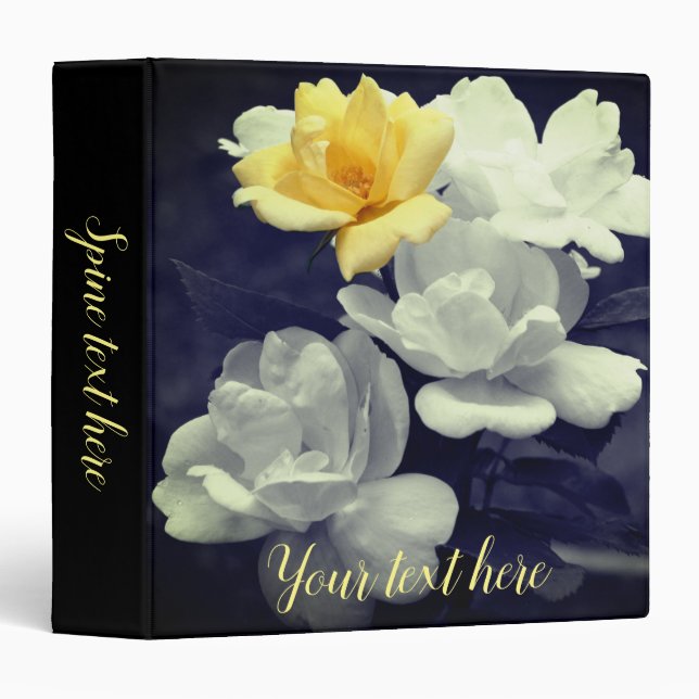 Yellow Rose Cluster Partial Colour Personalized Binder (Front/Spine)