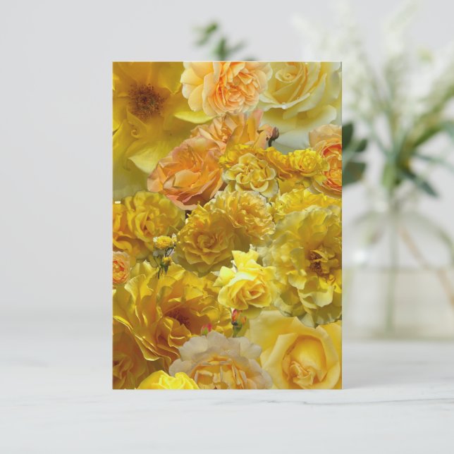Yellow Rose Collage Flat Note Card (Standing Front)