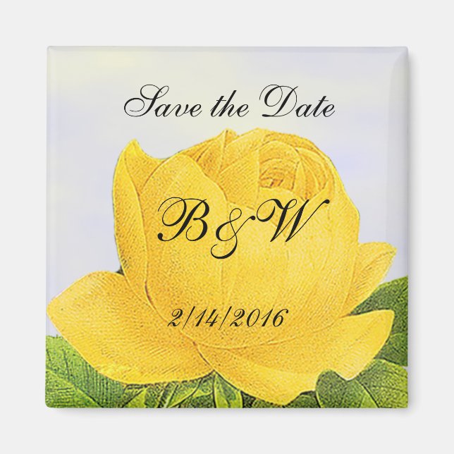 Yellow Rose Custom Save the Date Magnet (Front)