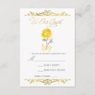 Yellow Rose & Elegant Gold Party Event RSVP Reply