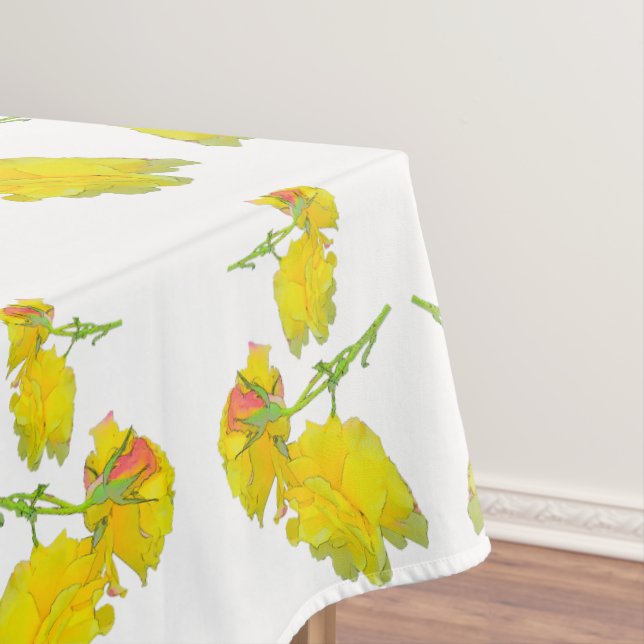 Yellow Rose Fabric. Tablecloth (In Situ)