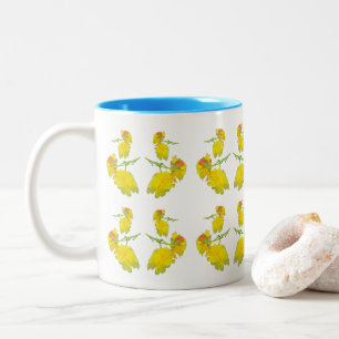 Yellow Rose Fabric. Two-Tone Coffee Mug