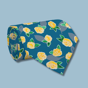 Yellow Rose Floral Botanical Tote Bag Tie