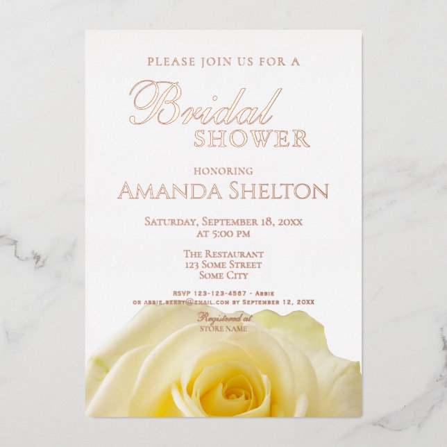 Yellow Rose Floral Bridal Shower Gold Rose (Front)