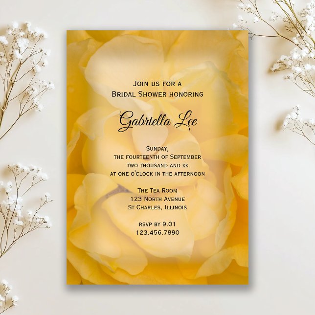 Yellow Rose Floral Bridal Shower Invitation (Creator Uploaded)