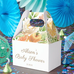 Yellow Rose Floral Greenery Girl Baby Shower Favor Box