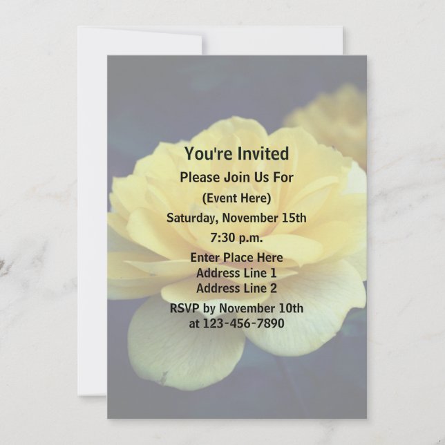 Yellow Rose Floral Party  Invitation (Front)