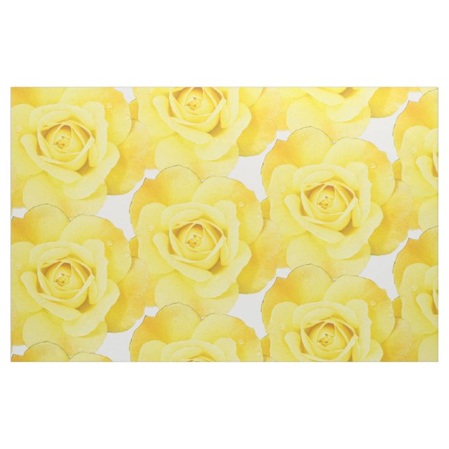 Yellow Rose Floral Patterns Flowers Abstract White Fabric (Yard)