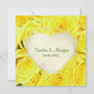 Yellow  Rose Floral Wedding Invitation