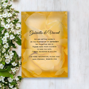 Yellow Rose Floral Wedding Save the Date