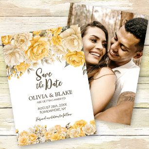 Yellow Rose Floral Wedding Save The Date
