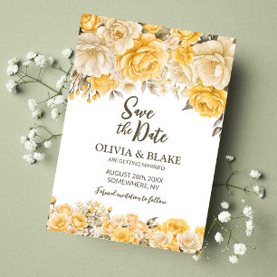 Yellow Rose Floral Wedding Save The Date