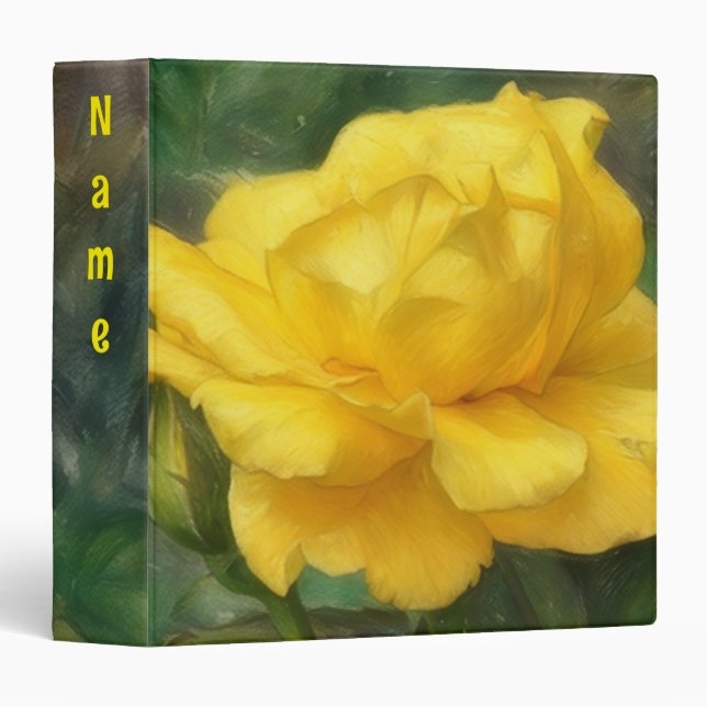 Yellow Rose Flower Artistic Floral Notebook Binder (Front/Spine)