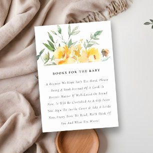 Yellow Rose Flower Bunch Books for Baby Shower Enclosure Card