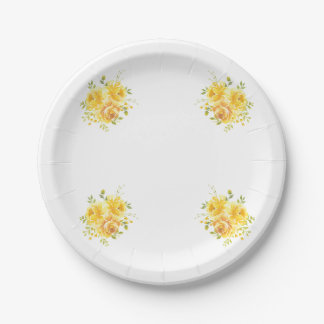 Yellow rose flower bunch  paper plate