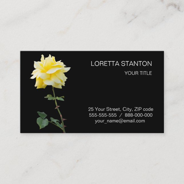 Yellow rose flower business card (Front)