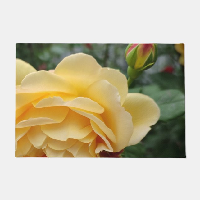 Yellow rose flower doormat (Front)
