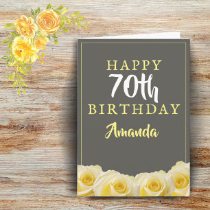Yellow Rose Flower Floral 70th Birthday Card