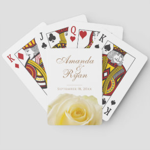 Yellow Rose Flower Floral Bride Groom Wedding Date Playing Cards