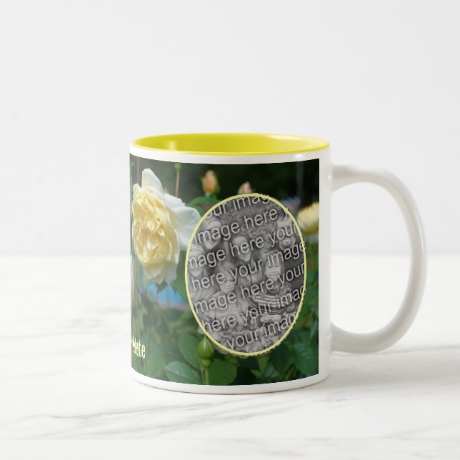 Yellow Rose Flower Frame Create Your Own Photo Two-Tone Coffee Mug (Right)