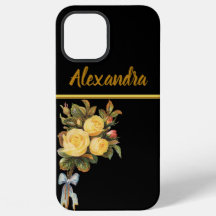 Yellow Rose Flower Gold monogram
