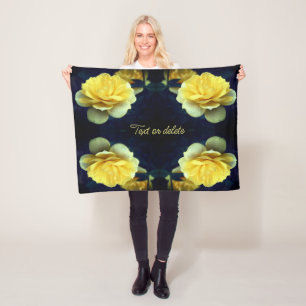 Yellow Rose Flower In Bloom Personalized Fleece Blanket
