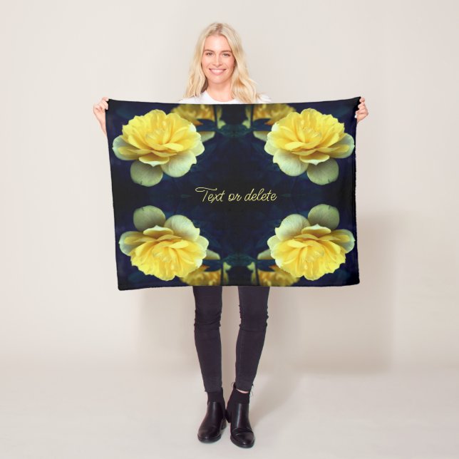 Yellow Rose Flower In Bloom Personalized Fleece Blanket (In Situ)
