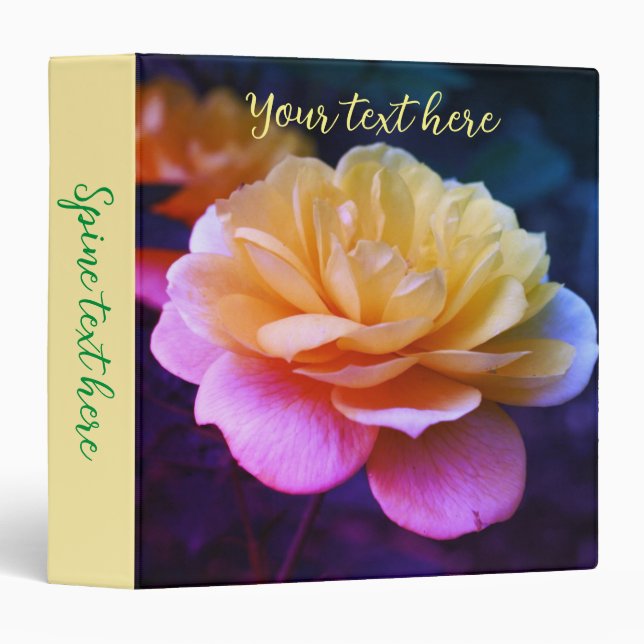 Yellow Rose Flower In Full Bloom Personalized Binder (Front/Spine)