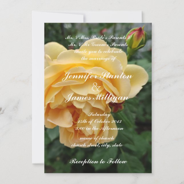Yellow rose flower invitation (Front)
