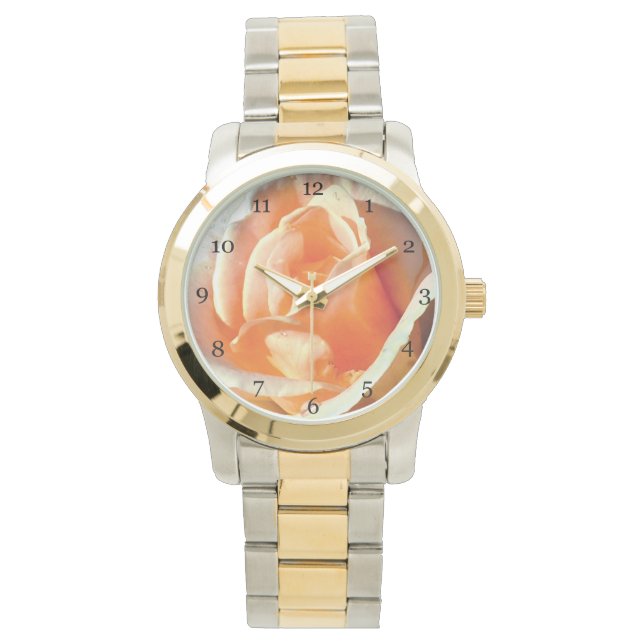 Yellow rose flower macro close up picture fashion watch (Front)