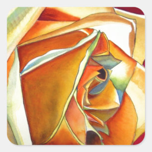 Yellow Rose flower original watercolor Art Square Sticker