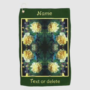 Yellow Rose Flower Pair Abstract Personalized Golf Towel