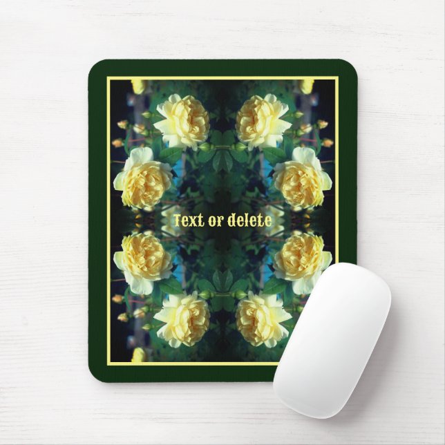 Yellow Rose Flower Pair Abstract Personalized Mouse Pad (With Mouse)