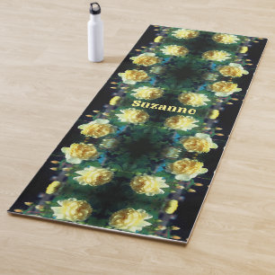 Yellow Rose Flower Pair Abstract Personalized Yoga Mat