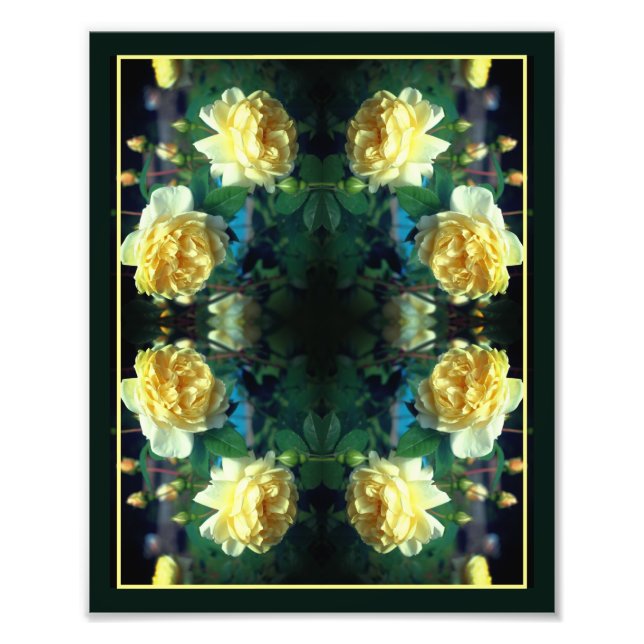 Yellow Rose Flower Pair Mirror Abstract 8x10 Photo Print (Front)