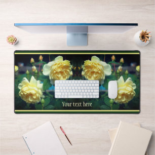 Yellow Rose Flower Pair Personalized Desk Mat