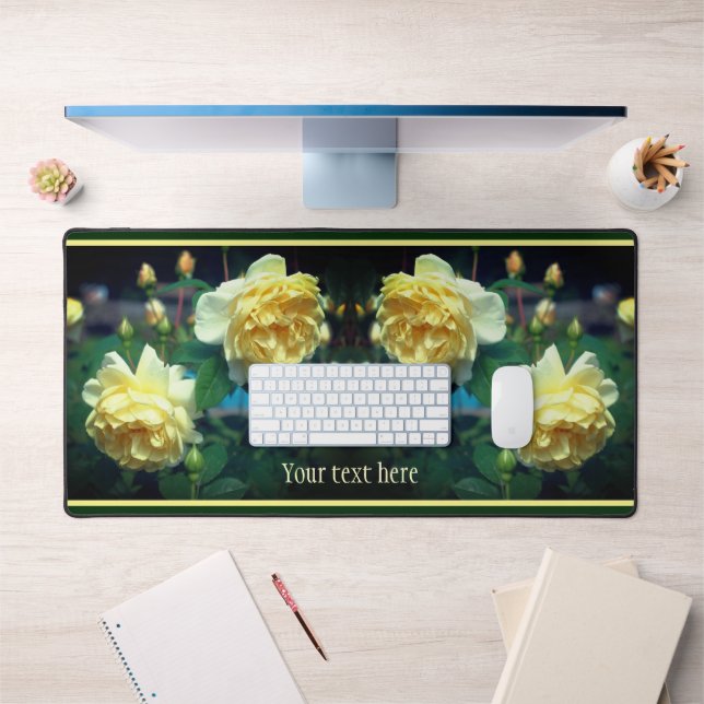 Yellow Rose Flower Pair Personalized Desk Mat (Office 1)