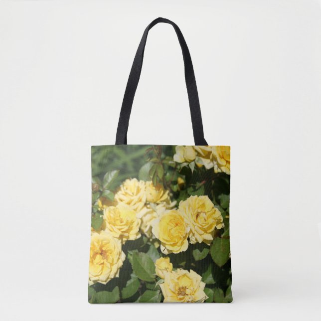 Yellow Rose Flower Patch Tote Bag (Front)