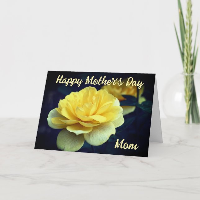 Yellow Rose Flower Personalized Mother's Day Card (Front)