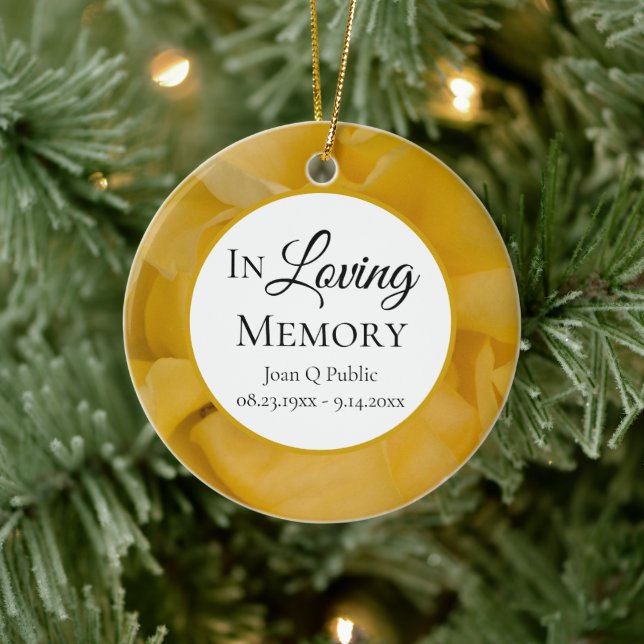 Yellow Rose Flower Petals Memorial Keepsake  Ceramic Ornament (Tree)