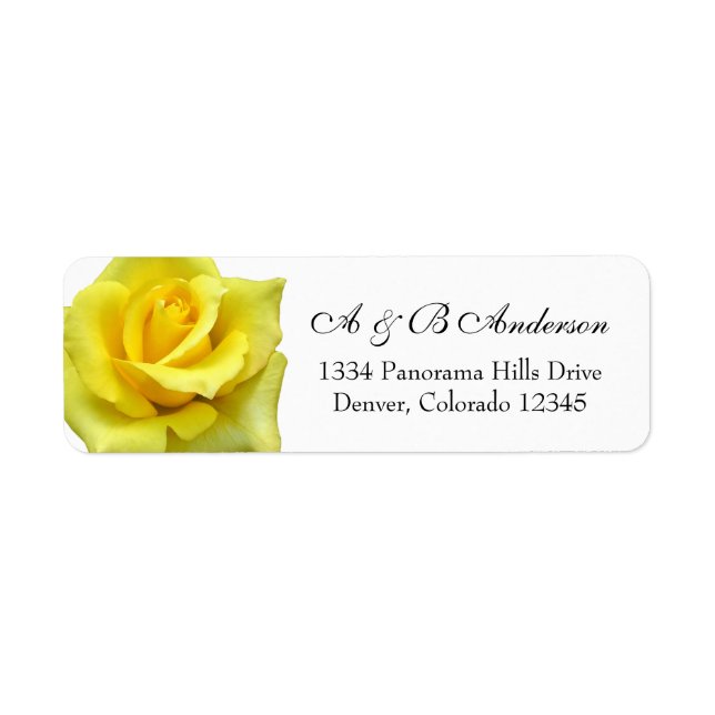 Yellow Rose Flower Wedding Return Address Label (Front)