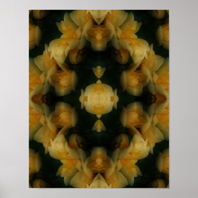 Yellow Rose Flowers Abstract Nature Art  Poster (Front)