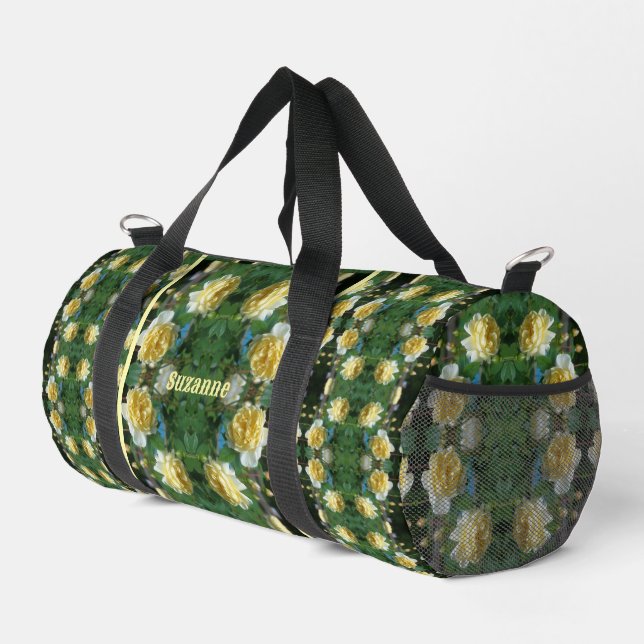 Yellow Rose Flowers Mirror Personalized Duffle Bag (Right Corner)