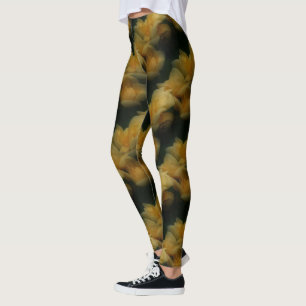 Yellow Rose Flowers Nature Pattern Leggings