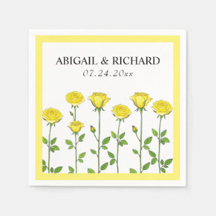 Yellow rose flowers romantic floral spring wedding napkin