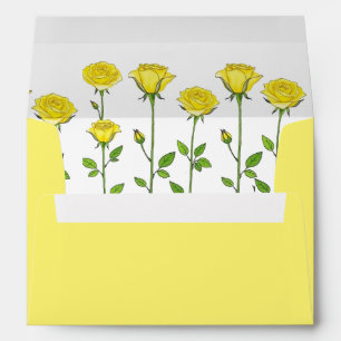 Yellow rose flowers romantic floral wedding envelope
