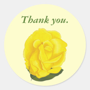 Yellow Rose Full Bloom Thank you Stickers
