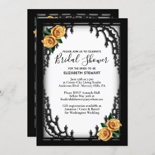 Yellow Rose Gothic Bridal Shower  Invitation